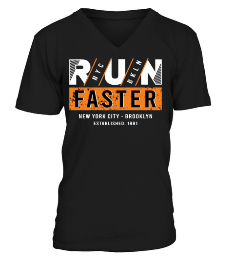 Run Faster Slogan Simple Typography Design V-Neck T-shirt