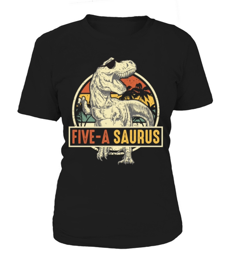 Kids 5 Year Old Dinosaur Birthday 5th Vintage Women's T-Shirt