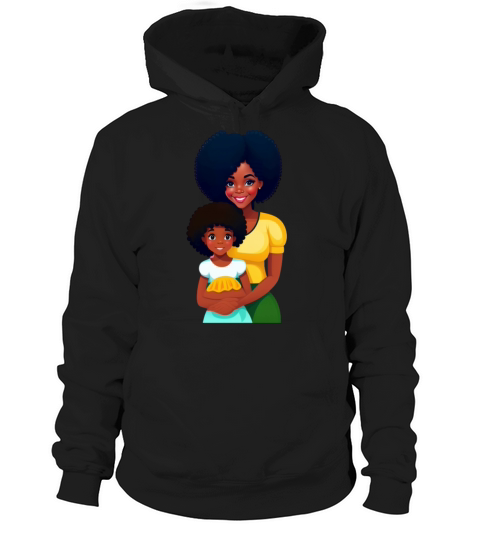 Simple cartoonish style curly headed adult black w Hoodie Unisex