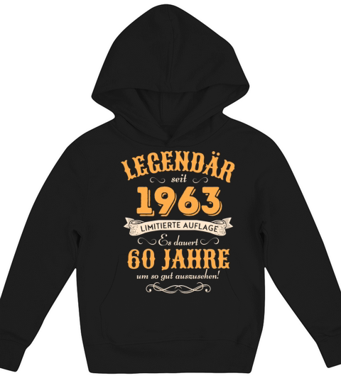 60th Birthday Vintage 1963 Kids Hoodie