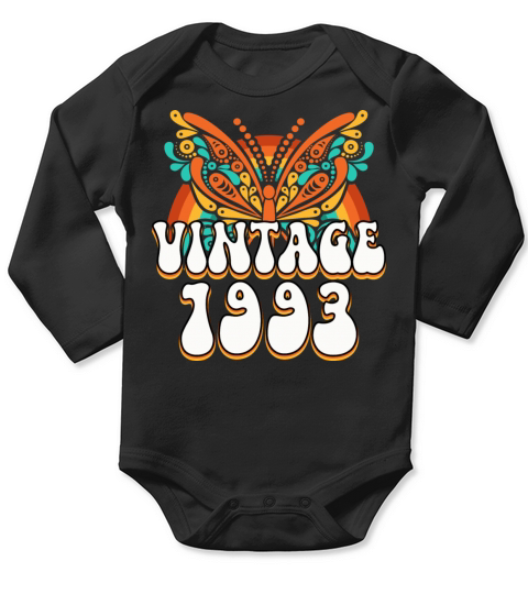 Colorful Retro 30 Years Woman 1993 30th Birthday Long Sleeve Baby One-Piece