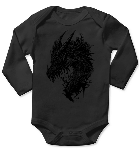 Creepy Vintage Dragon Long Sleeve Baby One-Piece