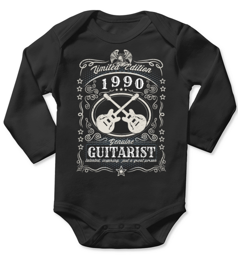 Vintage 1990 Guitarist Birthday Gift Guitar Player Long Sleeve Baby One-Piece