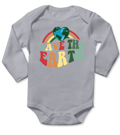Vintage Retro Color Earth Day - Save the Earth Long Sleeve Baby One-Piece