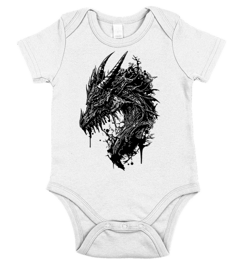 Creepy Vintage Dragon Short Sleeve Baby One-Piece