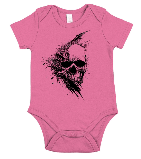 Vintage Grinning Tattoo Skull Short Sleeve Baby One-Piece