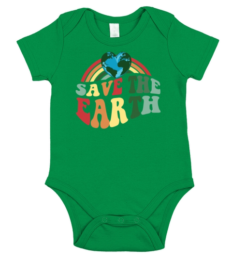 Vintage Retro Color Earth Day - Save the Earth Short Sleeve Baby One-Piece
