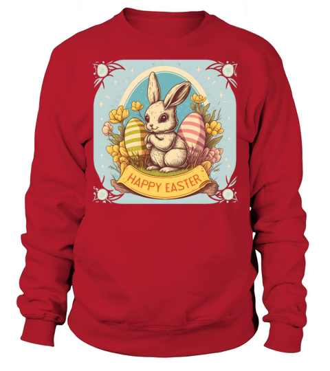 Vintage Easter Bunny Floral Egg Hunting Rabbit Sweatshirt Unisex