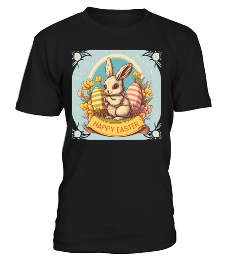 Vintage Easter Bunny Floral Egg Hunting Rabbit T-Shirt Unisex