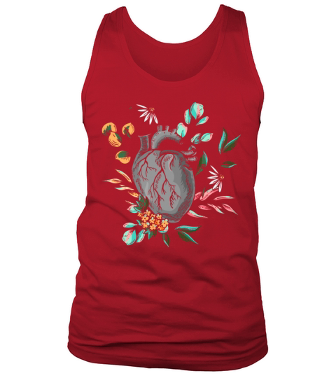 Anatomical Heart And Flowers Tank Top Unisex