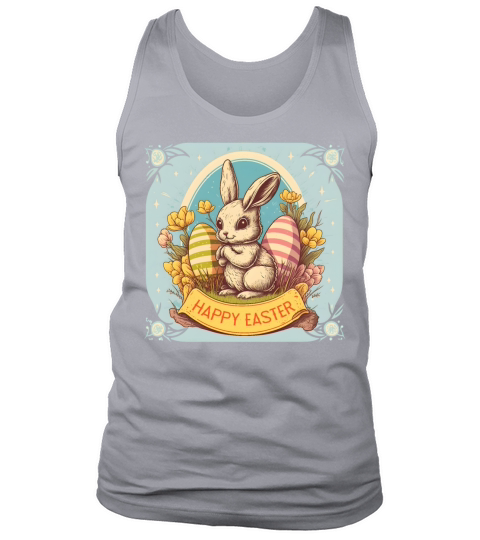 Vintage Easter Bunny Floral Egg Hunting Rabbit Tank Top Unisex