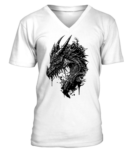 Creepy Vintage Dragon V-Neck T-shirt
