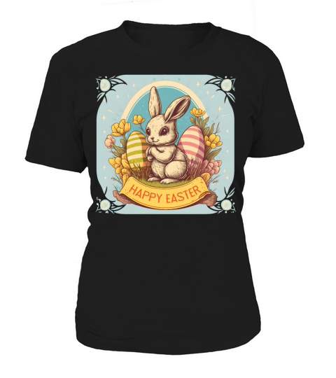 Vintage Easter Bunny Floral Egg Hunting Rabbit Women's T-Shirt