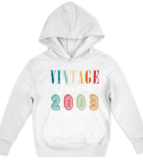 20th Birthday Vintage June 2003 Original 2003 Kids Hoodie