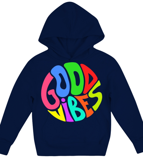 Good Vibes Only Quote in Circle Lettering Colorful Kids Hoodie