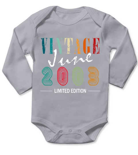 20th Birthday Vintage June 2003 Original 2003 Long Sleeve Baby One-Piece