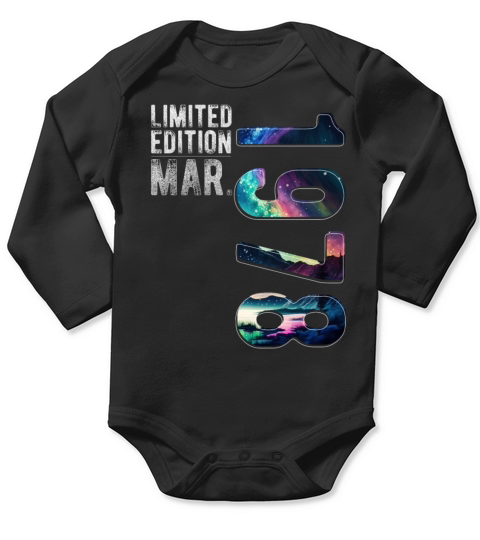 Limited Edition 1978 March Birthday Polar Lights Long Sleeve Baby One-Piece