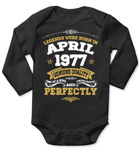 Vintage Aged To Perfection April 1977 Long Sleeve Baby One-Piece