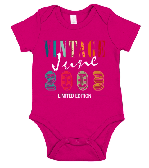 20th Birthday Vintage June 2003 Original 2003 Short Sleeve Baby One-Piece