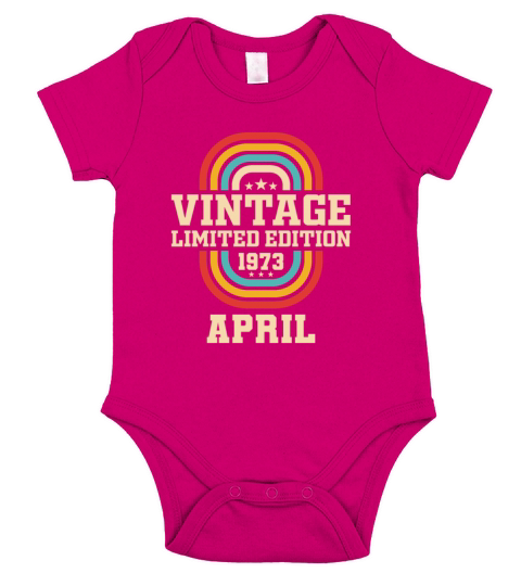 50th birthday April vintage 1973 vintage Short Sleeve Baby One-Piece