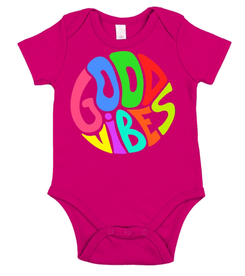 Good Vibes Only Quote in Circle Lettering Colorful Short Sleeve Baby One-Piece
