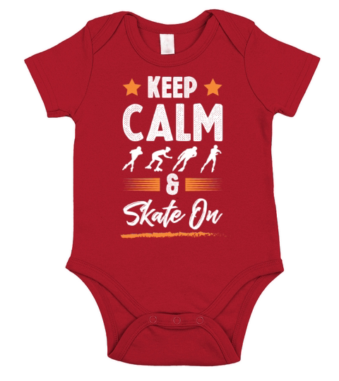 keep calm skate Short Sleeve Baby One-Piece