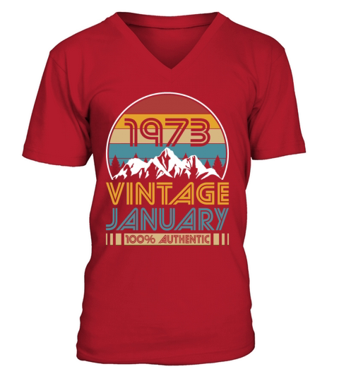 50th birthday january 1973 vintage 1973 V-Neck T-shirt