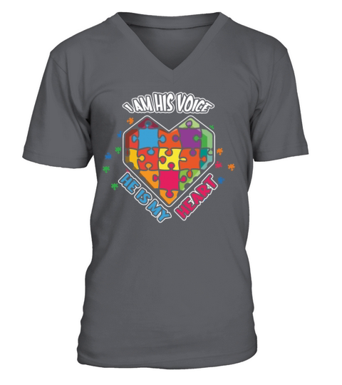 His Voice My Heart Puzzle April Autism Awareness V-Neck T-shirt