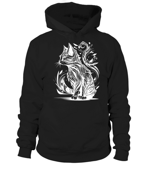 Vintage Tattoo Tribal Lines Style Cat Hoodie Unisex