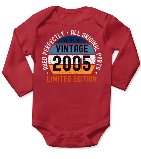 18th Birthday Vintage 2005 Long Sleeve Baby One-Piece