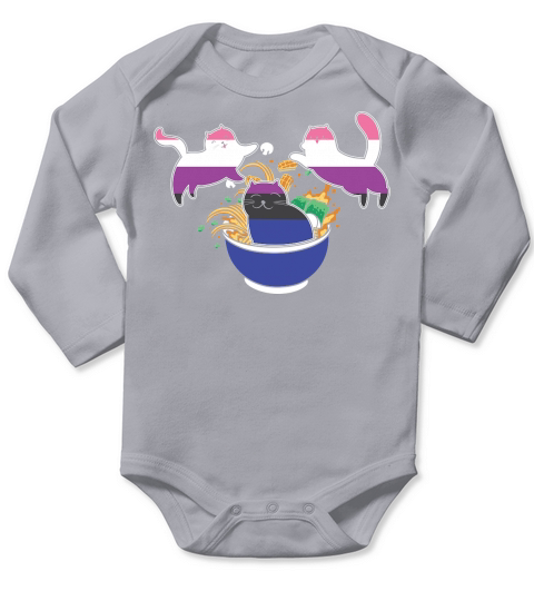 Cats in Ramen Anime Food Long Sleeve Baby One-Piece