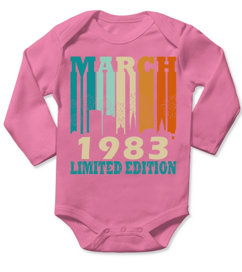 March 1983 vintage retro birthday Long Sleeve Baby One-Piece