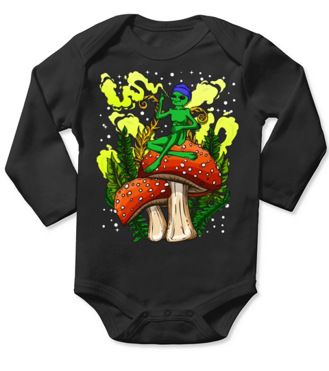 Psycadellic Magic Mushroom Alien LSD Acid Trip Long Sleeve Baby One-Piece