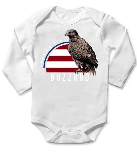 Vintage American Flag Buzzard Vulture Patriotic Long Sleeve Baby One-Piece