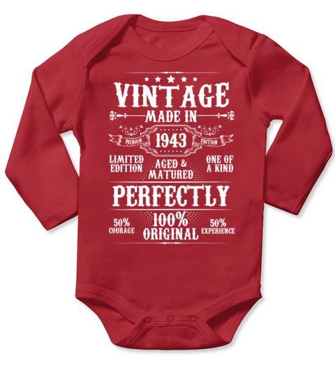 Vintage Made In 1943 Aged Matured Perfectly Long Sleeve Baby One-Piece