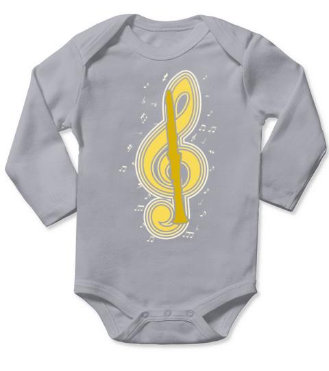 Vintage Musical Note Clarinet Player Music Long Sleeve Baby One-Piece
