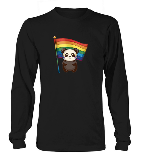Cute Kawaii Panda Pride with rainbow flag Long sleeved Unisex