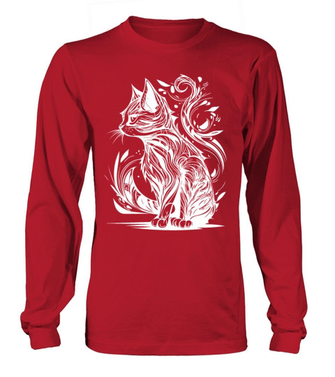 Vintage Tattoo Tribal Lines Style Cat Long sleeved Unisex