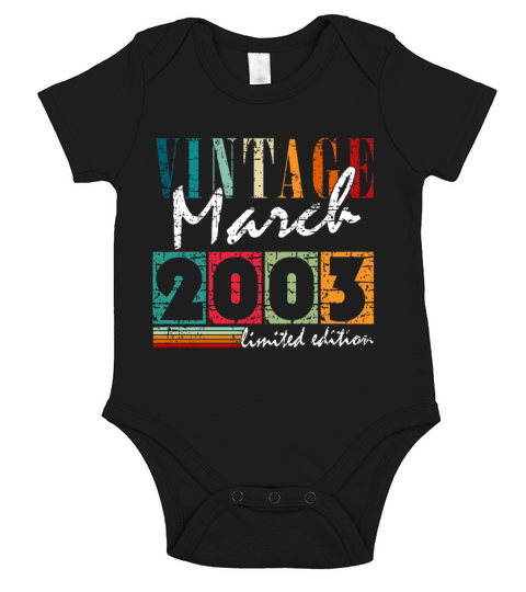 20th Birthday Vintage March 2003 Vintage 2003 Short Sleeve Baby One-Piece