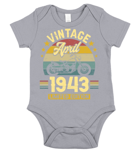 April 1943 80 Years Old Vintage 80th Birthday Short Sleeve Baby One-Piece