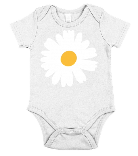 cute white and yellow classic daisy Short Sleeve Baby One-Piece