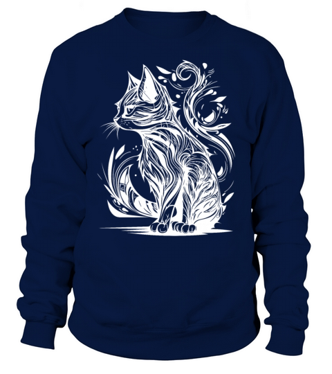 Vintage Tattoo Tribal Lines Style Cat Sweatshirt Unisex