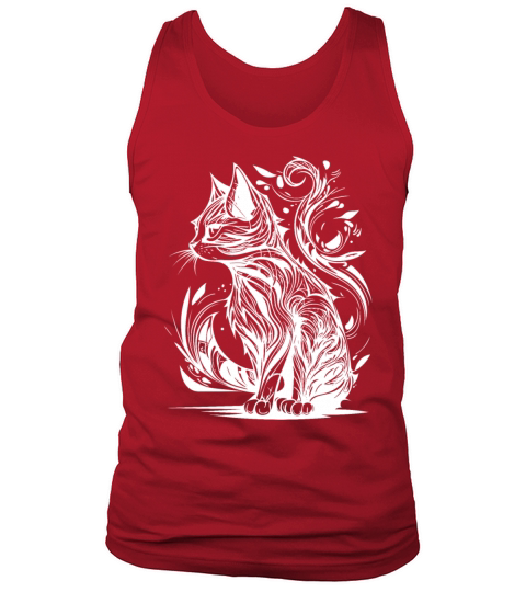 Vintage Tattoo Tribal Lines Style Cat Tank Top Unisex