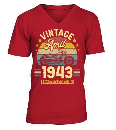 April 1943 80 Years Old Vintage 80th Birthday V-Neck T-shirt