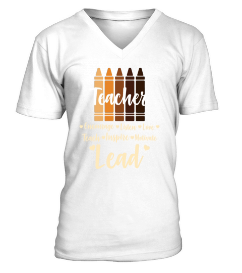 Black Teacher Melanin Crayons Black History Month V-Neck T-shirt
