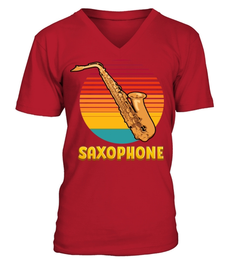 Retro Saxophone V-Neck T-shirt