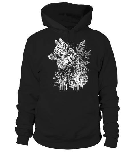 Vintage Wolf Head Portrait Nature Ink Tattoo Style Hoodie Unisex