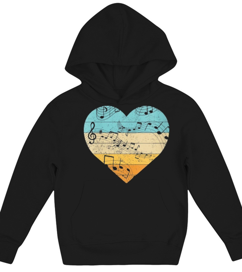 345Vintage Heart Music Notes Teacher Kids Hoodie