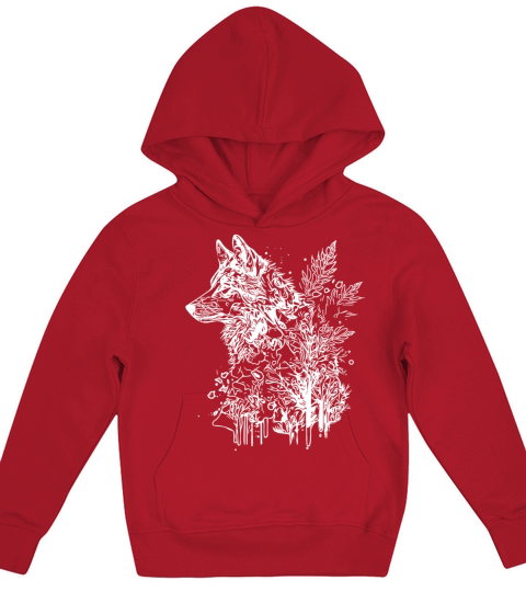 Vintage Wolf Head Portrait Nature Ink Tattoo Style Kids Hoodie