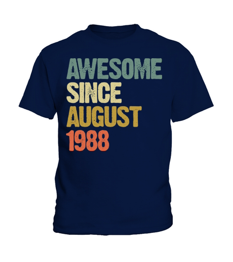Retro Vintage Awesome Since August 1988 Gift Kids T-Shirt